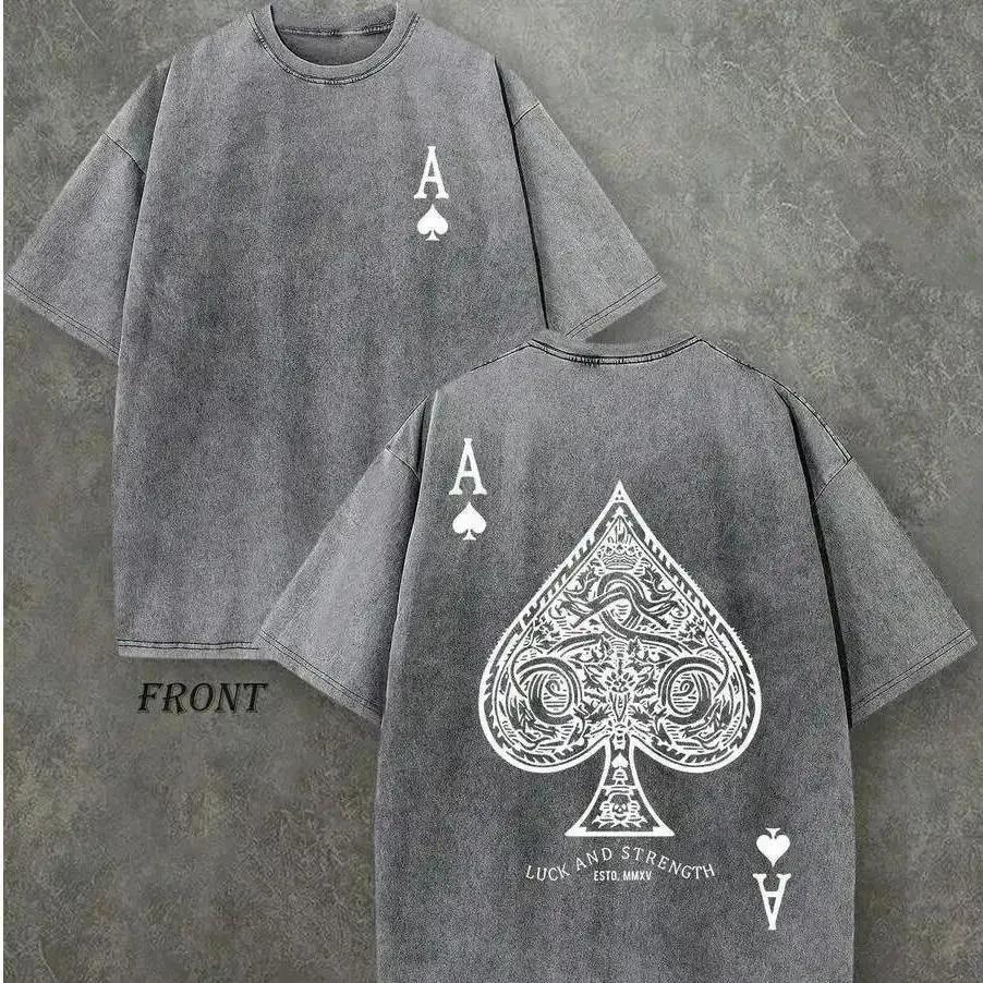 Retro Washed T-Shirt Double Sided Printed (230 Pure Cotton T-Shirt) 'LUCK AND ST