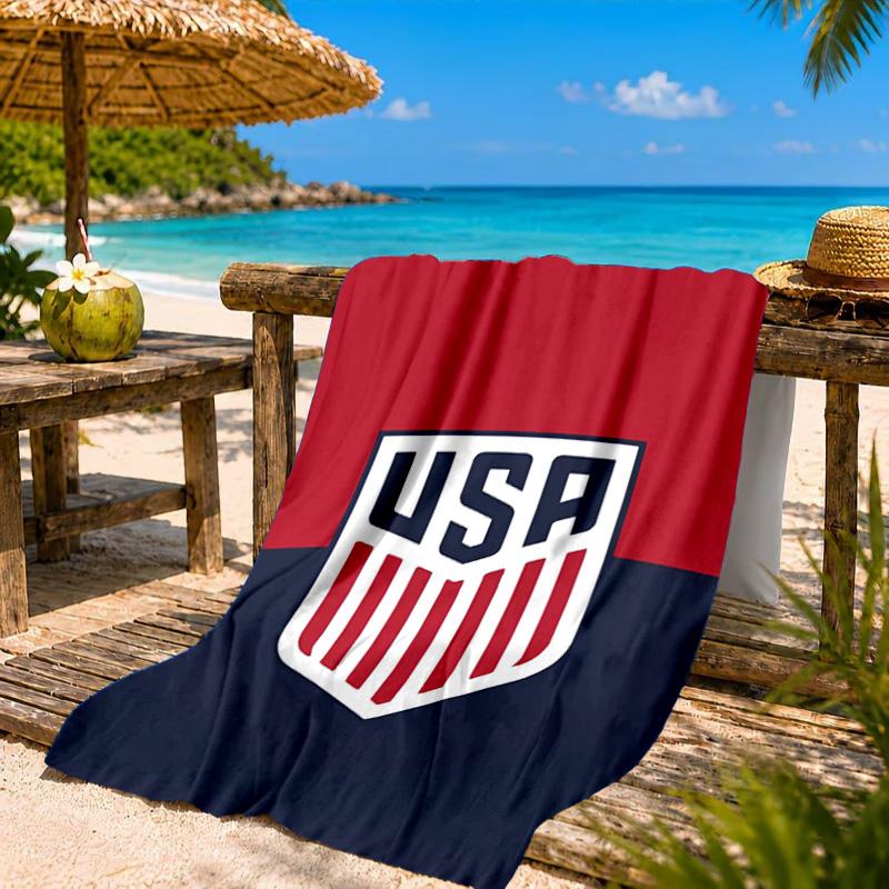 Usa Soccer Emblem Beach Towel, Quick-drying, Easy to Care for, Suitable for Both Fitness and Beach Vacations,Sports Essential