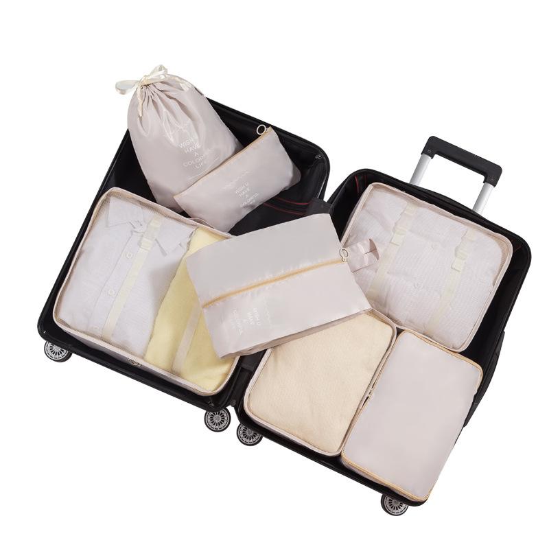 7 Pcs/Set Travel Organizer Storage Bags Suitcase Packing Cubes Set Cases Portable Luggage Clothes Shoe Tidy Pouch Folding