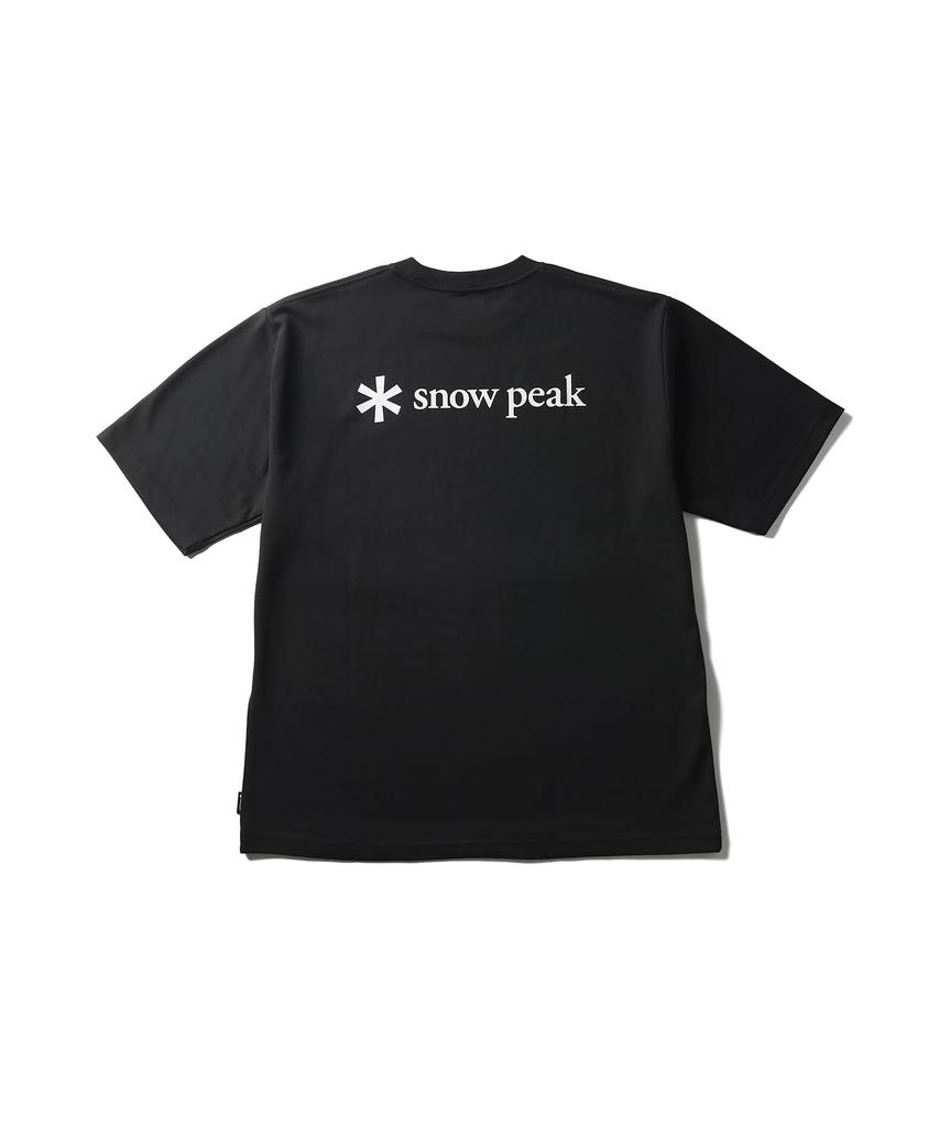 Snow Peak New Standard Back Printed Logo Short Sleeve for Men and Size M T-Shirt NSD-TS-25AU004 T-Shirt Women, Black,