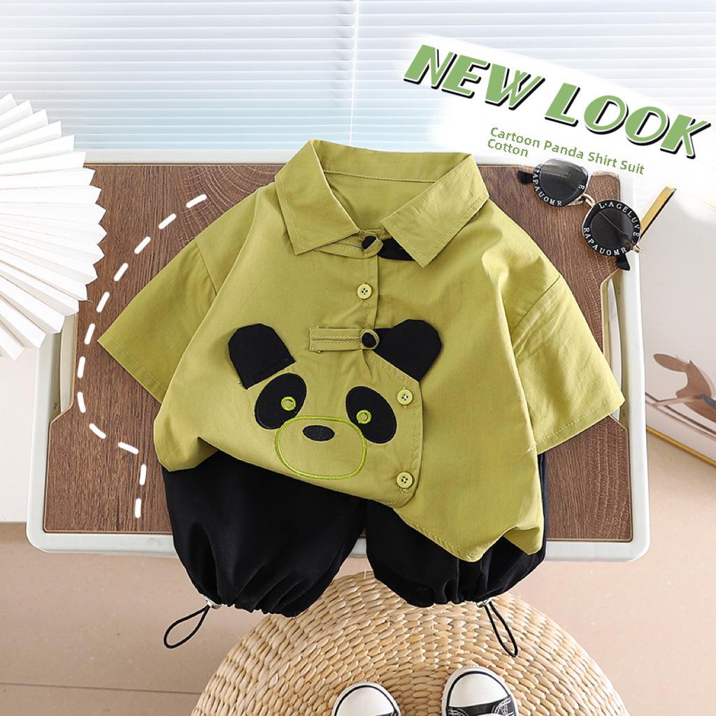 

Boys Summer 2023 Cute Short-Sleeve T-Shirt and Shorts Two-Piece Outfit 90cm