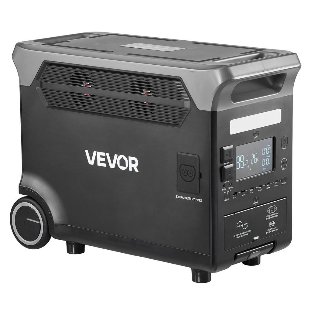 Przenośna stacja zasilania, 3600W 3840Wh Stacja zasilania Generator słoneczny z 10 portami wyjściowymi i regulowaną mocą wejściową, Rozszerzalna bateria zapasowa LiFePO4