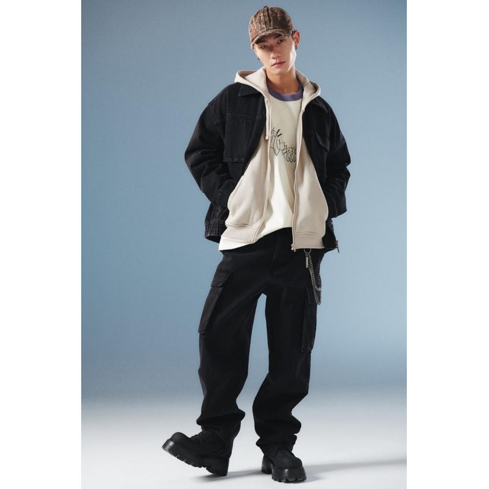 

Джинсовая куртка свободного кроя HM джинсовая черная