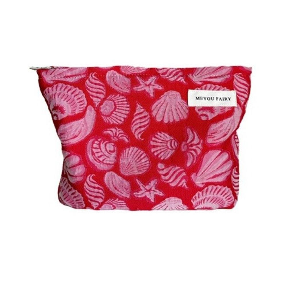 High Quality Sea Shell Printed Cosmetic Bag Large Capacity Portable Makeup Bag Multi-Functional Toiletry Handbag Travel