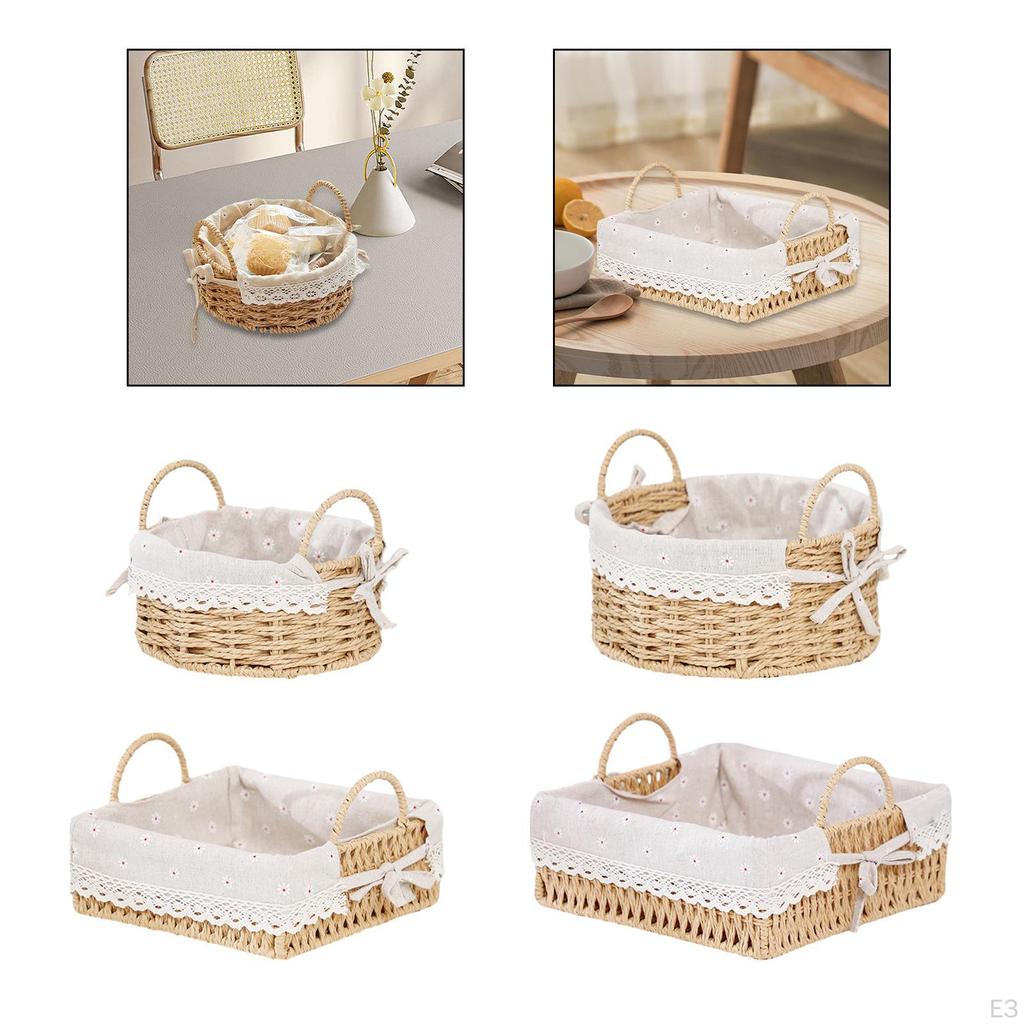 Handmade Storage Basket Cosmetic Box Handwoven Multipurpose Serving Desktop Sundries