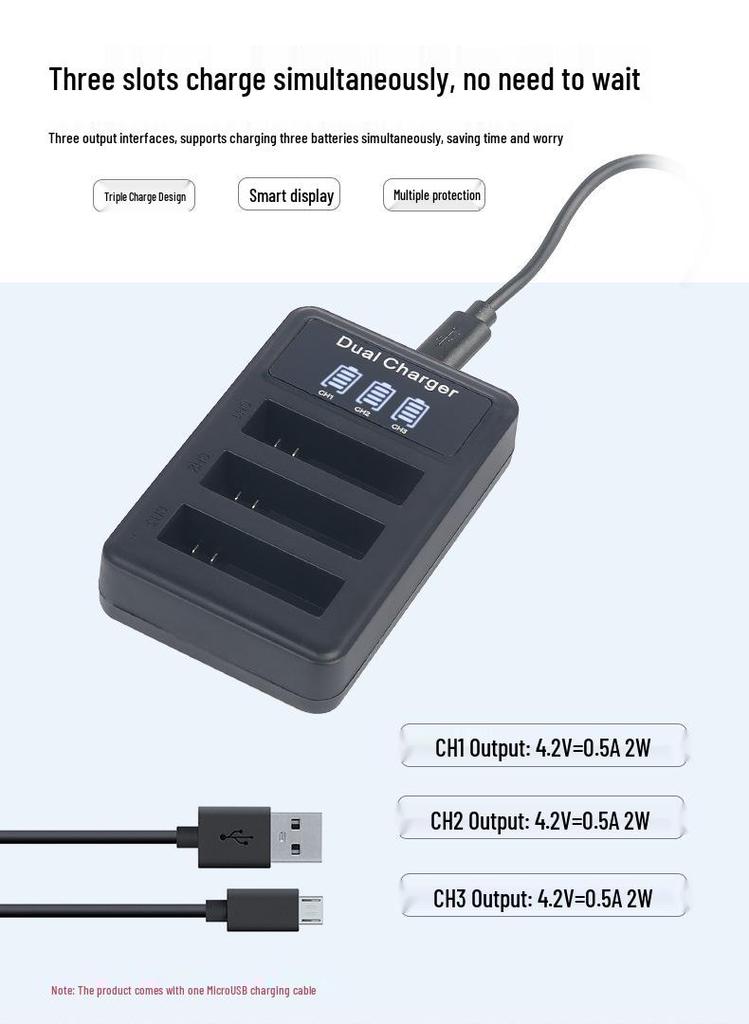 SJCAM SJ8 Battery Charger USB Triple Port for SJ8 PRO/AIR Sports Cameras
