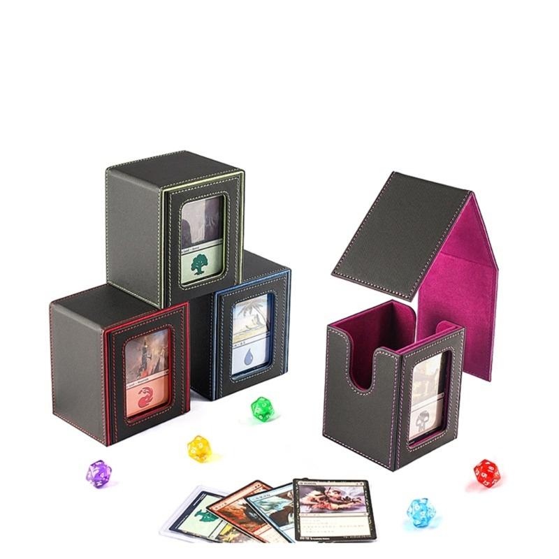 PU Leather Trading Card Deck Storage Box Card Deck Case Organizers Collectible Game Card Collectors Storage Case