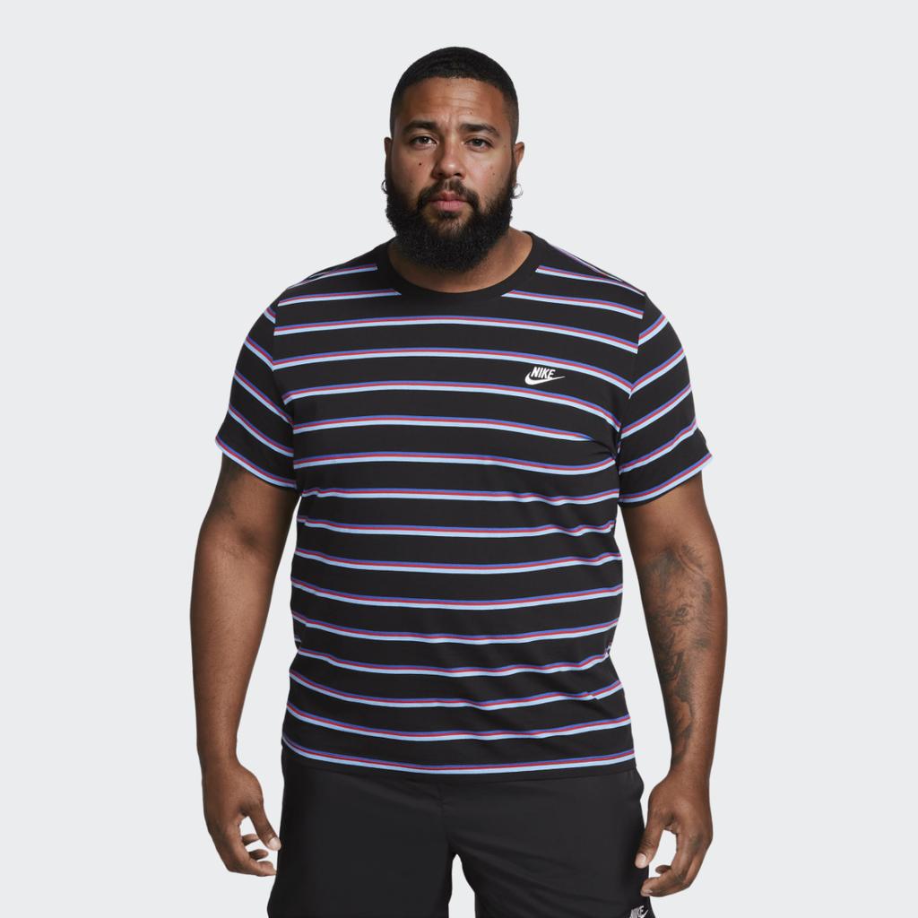 Nike Solid Color Logo Stripe Crew Neck Short Sleeve T-Shirt Men Tops Black DZ2986-010