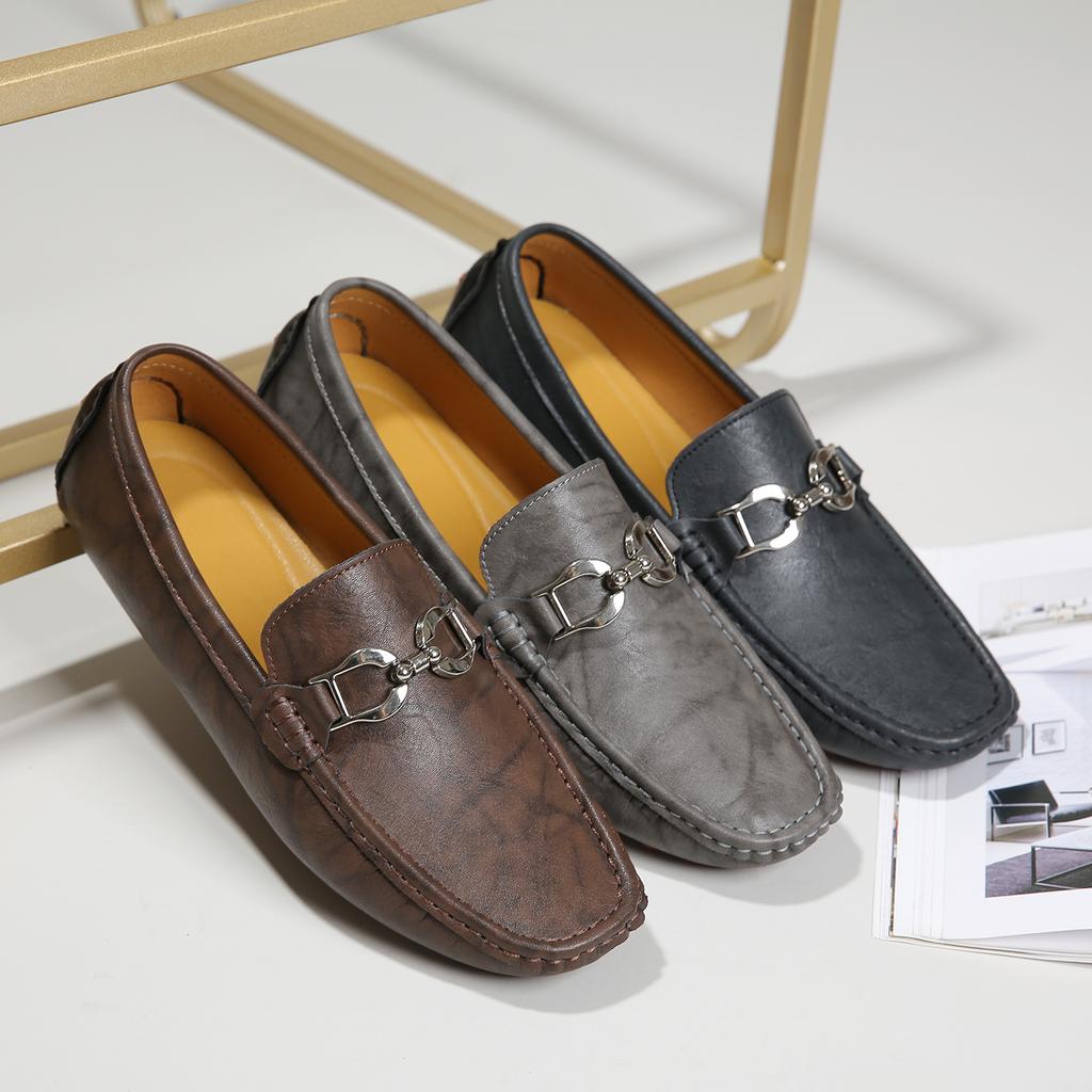 Men's Casual Leather Shoes Lightweight Loafers Moccasins Slip on Classic Male Comfortable Driving Shoe