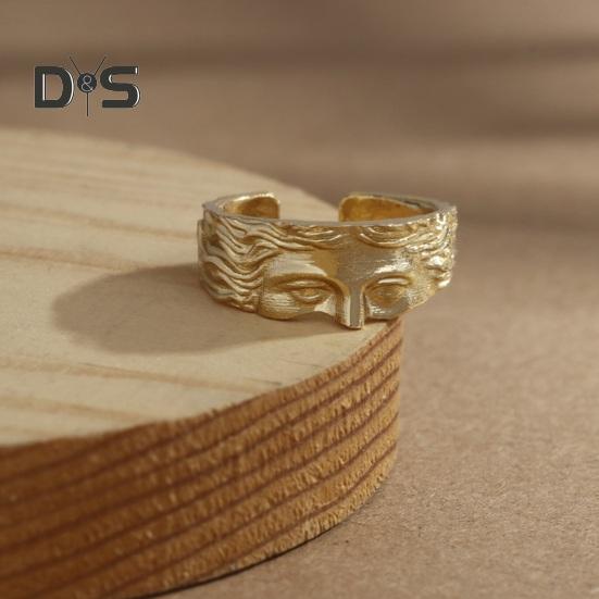 Inel unisex din aliaj lustruit cu jumătate de față, zeiță Venus, inel de deschidere reglabil pentru întâlnire de petrecere, bijuterii pentru degete de viață ocazională