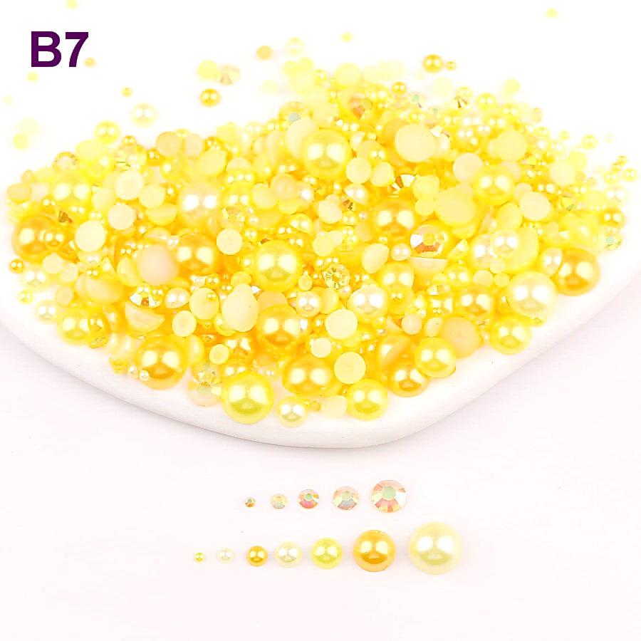 Mixed 2mm-10mm Half-Round AB Plated Resin Pearls - DIY Accessories