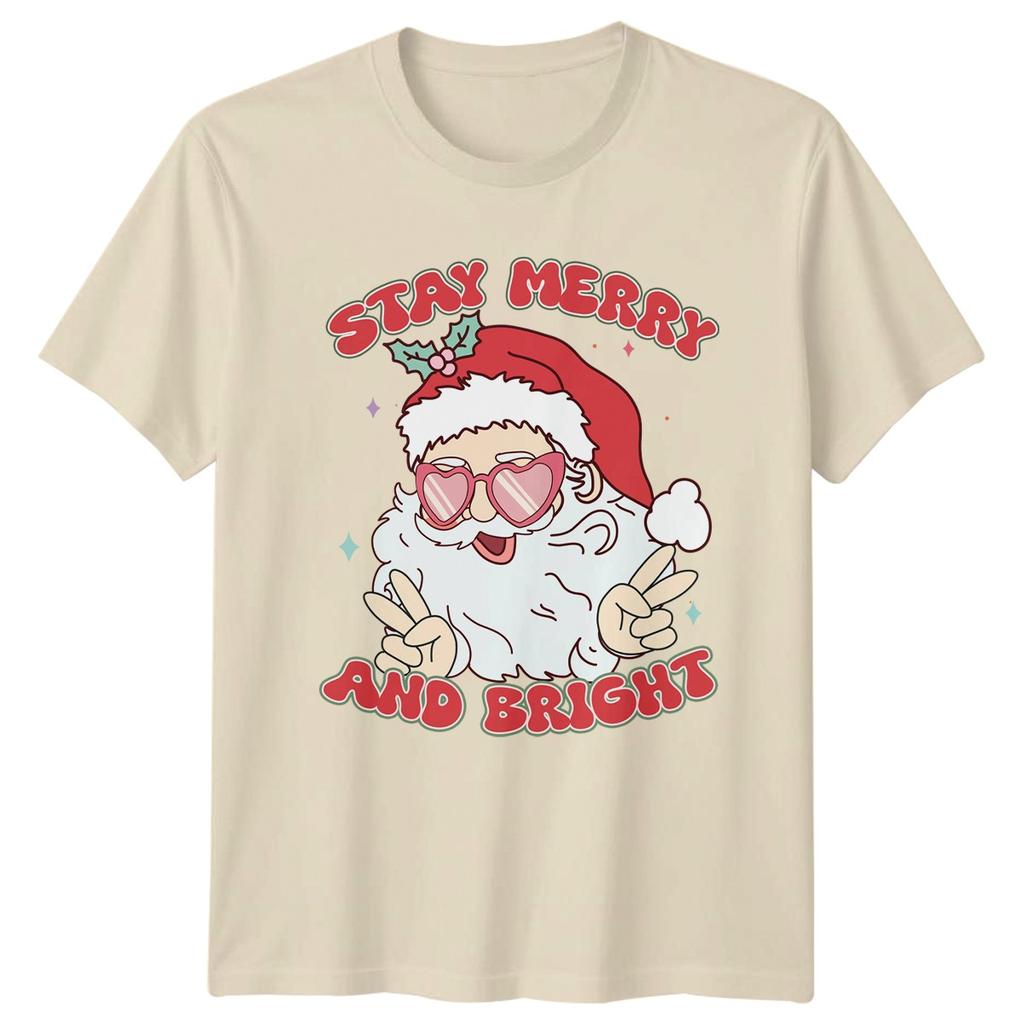 Stay Merry And Bright Christmas Holidays Santa Claus Unisexs Unisexs Graphic Tee