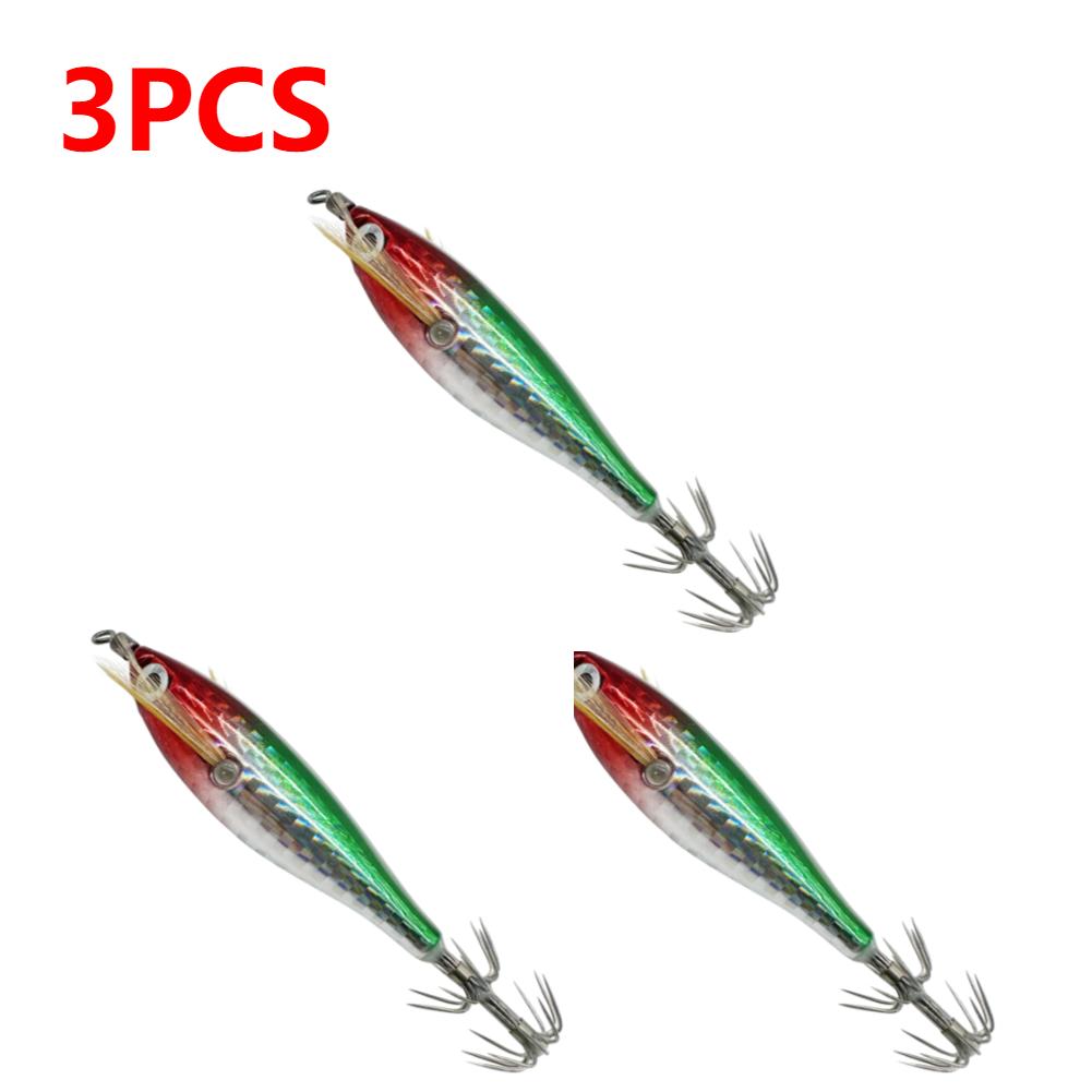 Laser Horizontal Shrimp Squid Hook Webfoot Octopus Egi Artificial Fishing Lure Shrimp Bait Wood Shrimp Bait Sturdy Squid Hook