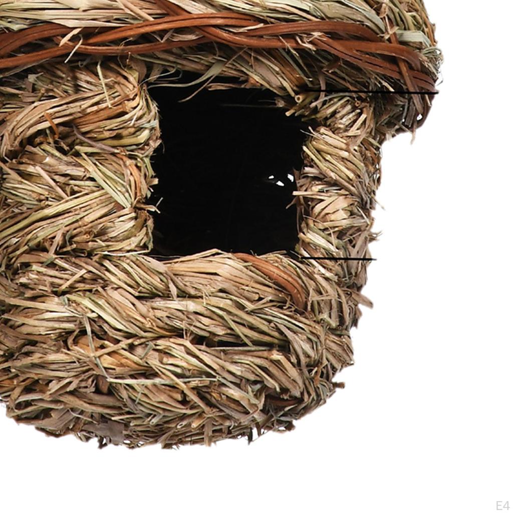 Grass Hanging Bird House Cages Shelter Roosting Nest Hand Woven Hut for Hummingbird