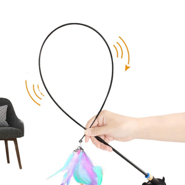 Katzenspielzeug Selbstspiel Teaserstab: Saugknopf, Feder mit Glöckchen, Bissfeste Seidenblume, Langeweile-Abbau für Kätzchen