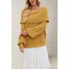 PEYWOW Women's Fashion Casual Solid Color Print Autumn Winter Long Sleeve O-Neck Loose Sweaters