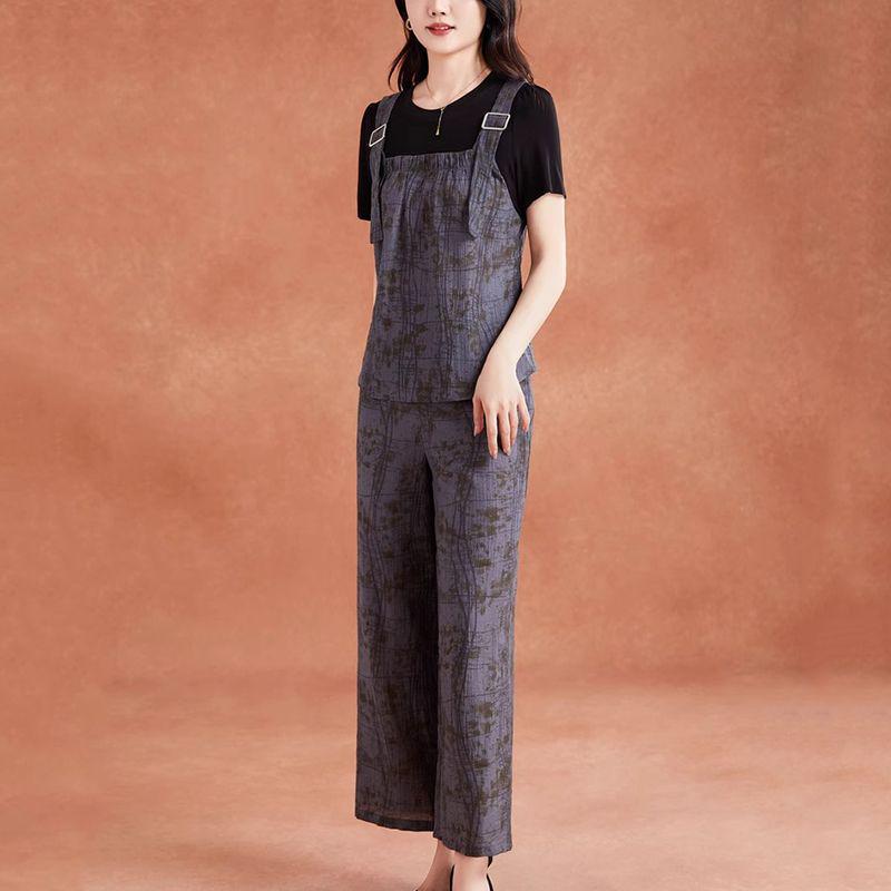 2025 Summer Fashion: Trendy Influencer Street Style Two-Piece Set with Wide-Leg Pants