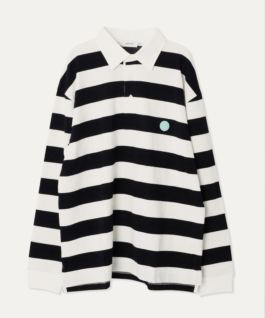 MAYOL Woven Color Block Rugby T-Shirt_Black
