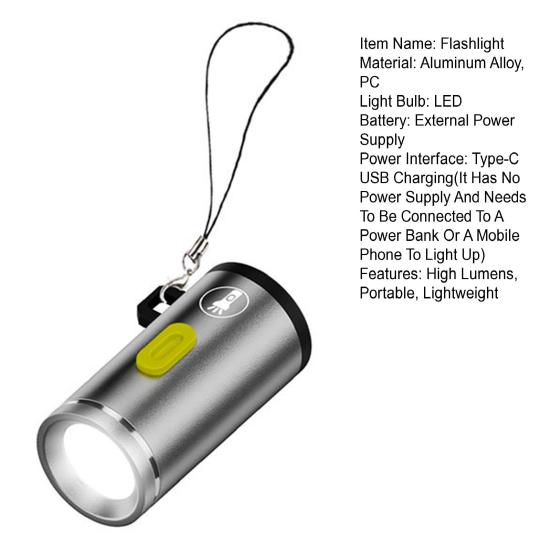 Outdoor Mini Flashlight USB Rechargeable High Lumens Aluminum Alloy Ultra