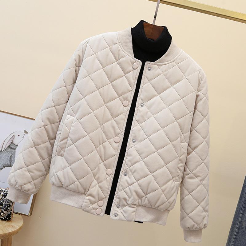 

Женская осенне-зимняя новая стеганая-стеганая куртка из золотого бархата, легкая и тонкая, короткая ромбовидная хлопковая куртка, утепленная теплая маленькая стеганая куртка XL-55kg-60kg