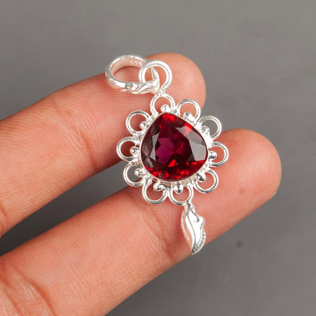 Pink Rubellite Gemstone 925 Sterling Silver Handmade Jewelry Heart Pendant 1.80" PP-4-10