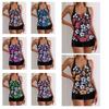 2024 European & American Tankini: Women's Sexy Slimming Print with Flat Leg Shorts