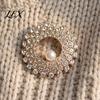 Circle Lapel Pin Hollow Rhinestone Ring Brooch Pin, Bling Daily Wear with Faux Pearl, Men Women Clothing Jewelry Accessories Alloy