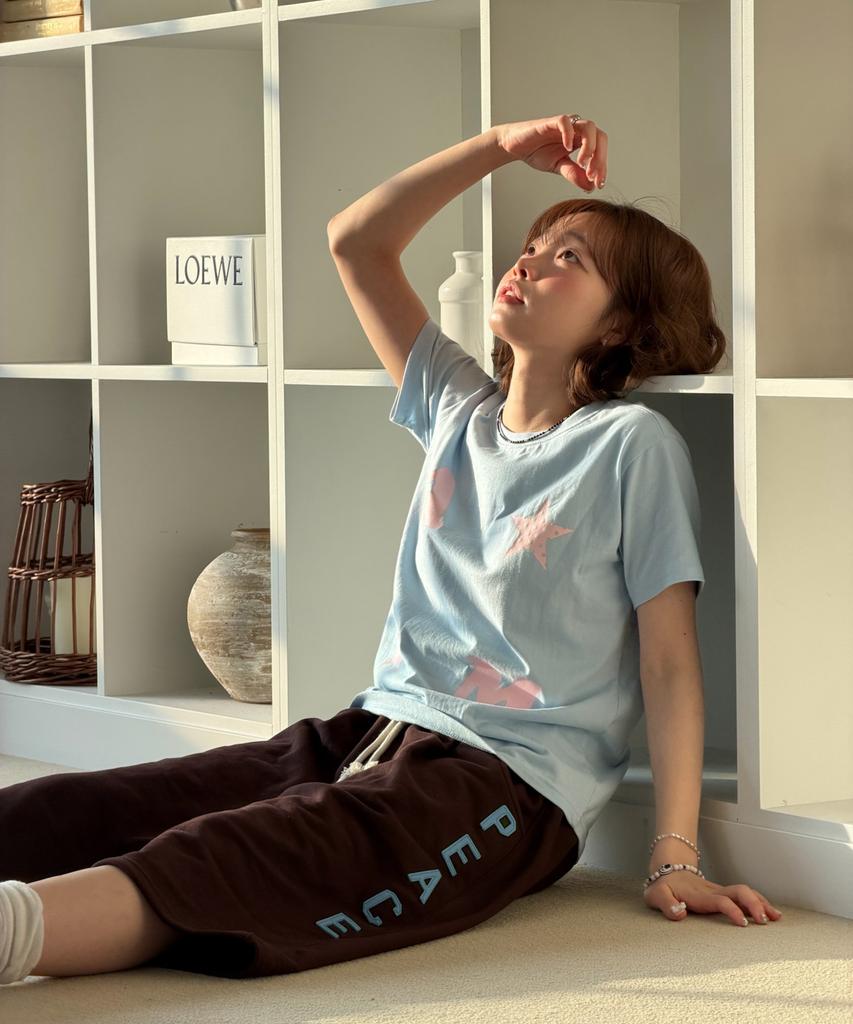 AMOU Am Star Half T-Shirts Light Blue
