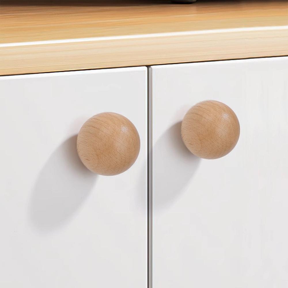 6564 40mm Diameter Drawer Pull Knob Single Hole Wooden Round Ball Cabinet Wardrobe Furniture Handle