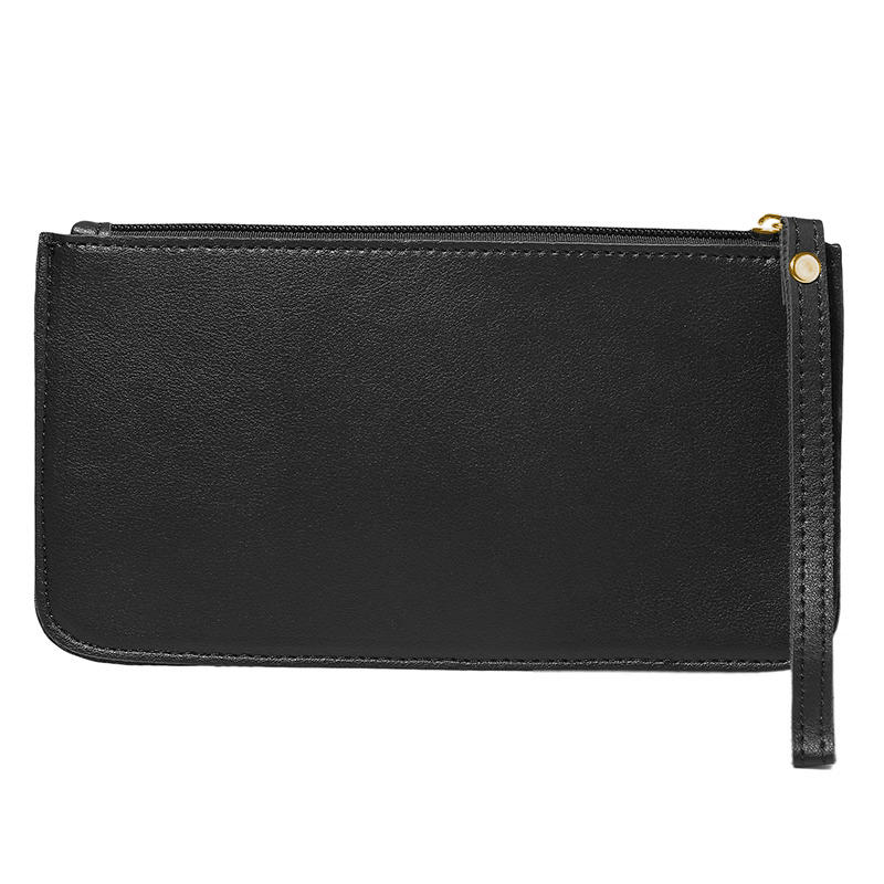 Women's Vintage Long Wallet PU Leather Zipper Soild Color Large Capacity Card Holder Clutch Purse Bag