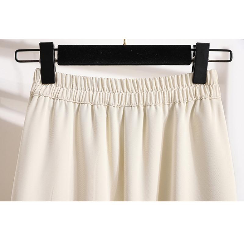 DIMANAF 2025 Plus Size Summer Elastic Skirts High Waist Casual Women Loose Long Skirt Pleated Fashion Vintage Maxi