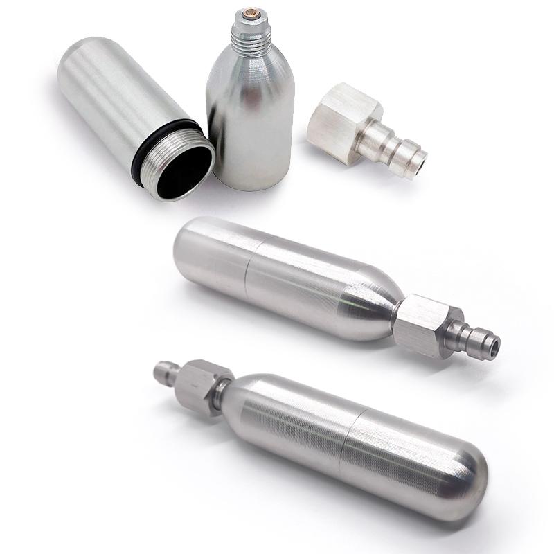 Optimized Valve Dual Seal Air Canister 8g/12g/16g Reusable Stainless Steel Gas Cartridge for Cycling Tire Repair Aquarium Oxygen