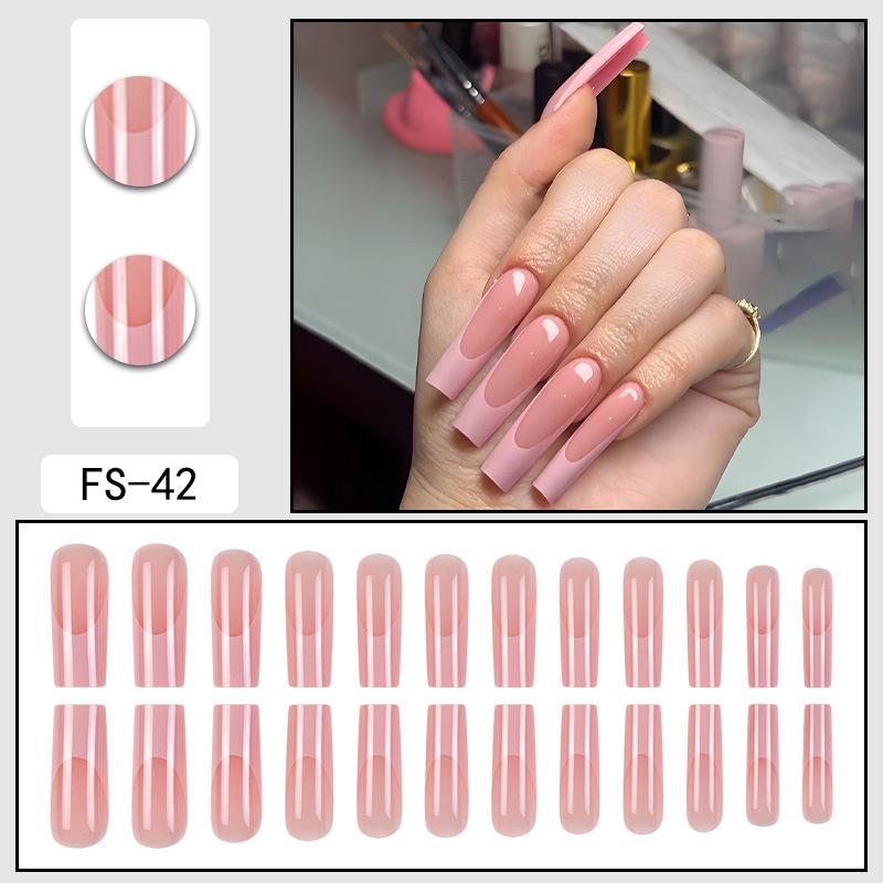 24 Pcs Nude Acrylic Press On Nail Art Short Medium Cheap Artificial Nails Simple White Black French Tips Fake Nails Set For Glue