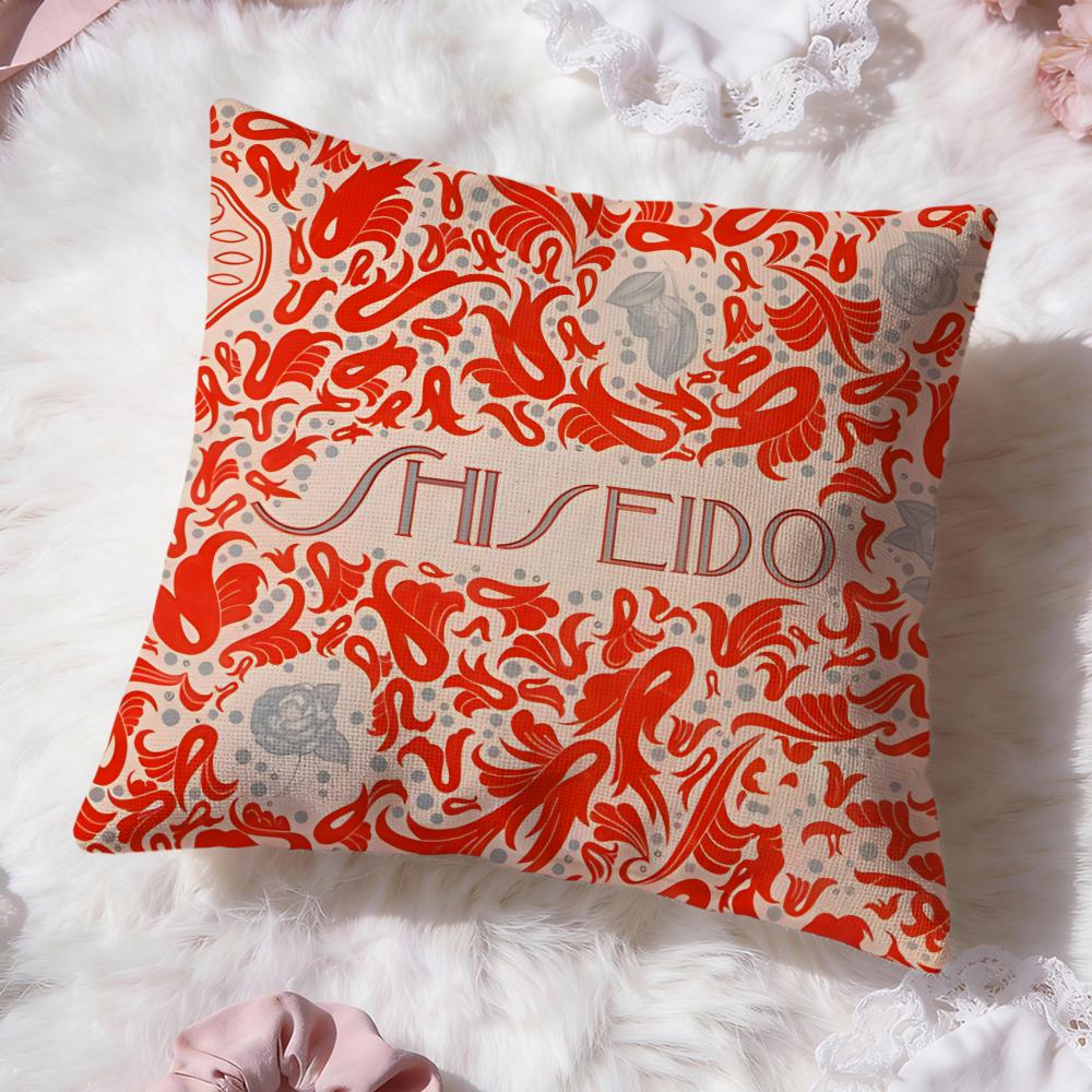 brand logo s-Shiseido Cushion Cover Premium Comfort Reversible Pillow Cove -Two in One Design for Any Room & Car Interior