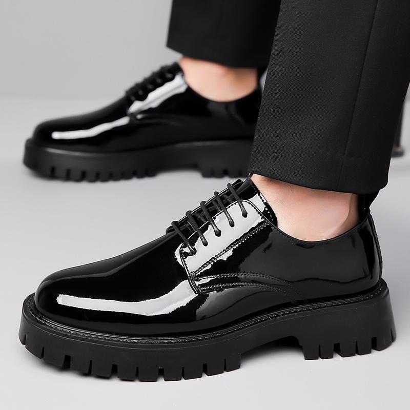 2025 Spring Autumn New dress Shoes for Men Round Head British Style Low Heels Lace-up Casual Daily Work Leather Shoes Man