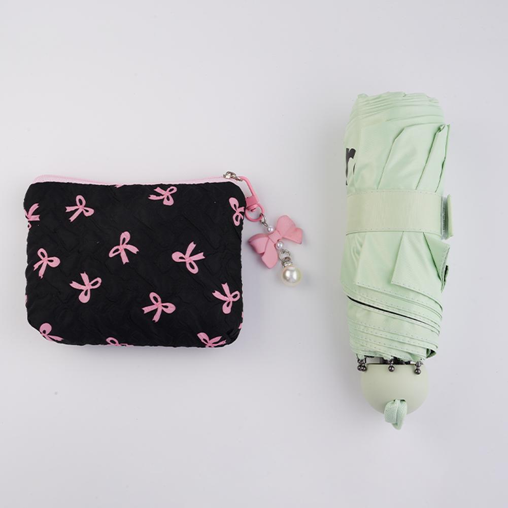 High-end Polyester Makeup Bag for Women Quilted Travel Cosmetic Bag Girls' Make Up Organizer Portable Little Bow Makeup Pouch