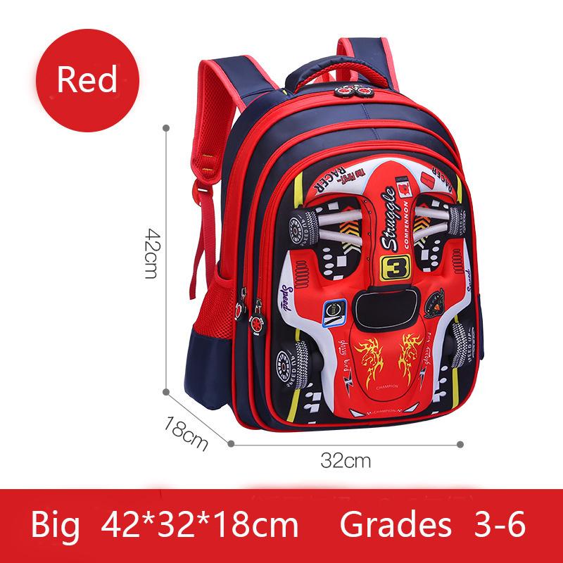 Waterdichte Lichtgewicht 3D Auto Rugzak Kleuterschool Kind Voorschoolse Rugzak Jonge Kinderen Jongen Meisje Schooltas Basisschool Rood Blauw