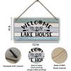 Welcome To Our Lake House Farmhouse Printed Wood Plaque Sign Wall Hanging,Rustic Hanging Wall Signs for Lake House Summer Home Decor 12 X 6 Inches