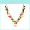 Christmas Accessories Necklace And Bracelet Collection Featuring Colorful Bells Snowman And Santa For Seasonal Wear