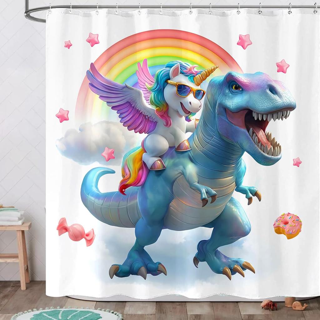 are You Pooping Shower Curtain Funny Dinosaur Shower Curtains for Bathroom Cute Shower Curtain Set with