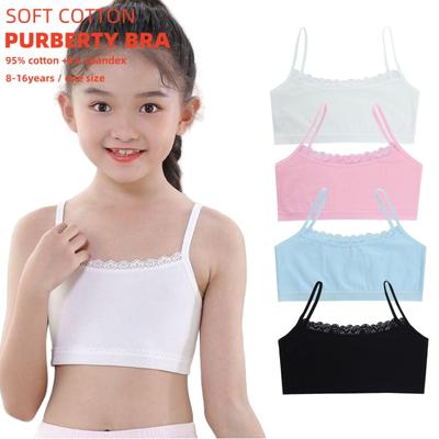 4PC Girls Training Bra Kids Underwear Cotton Your Girls Vest Crop Top 8-14Y