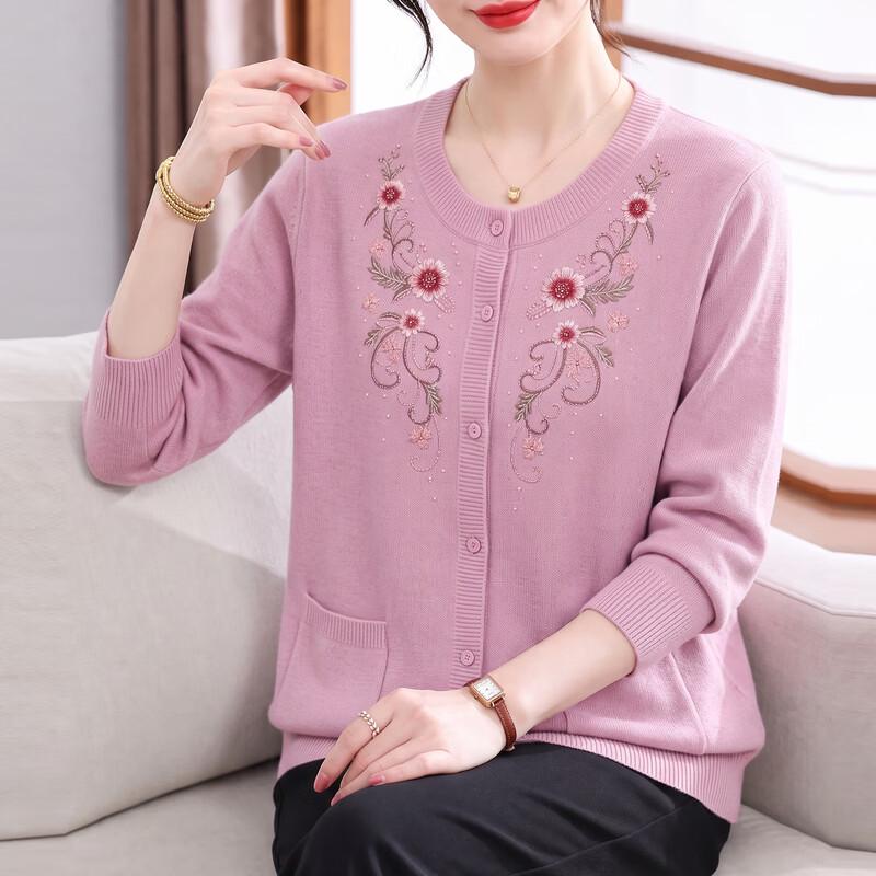 Hengyuanxiang Women's Floral Embroidered Knit Cardigan