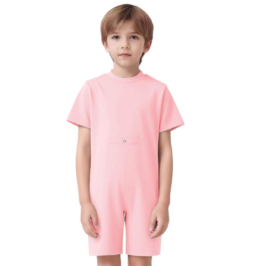 Easy Change Kids Jumpsuit Back Invisible Zipper & Button Hole Adaptive Clothing for Special Needs
