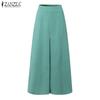 ZANZEA Damen Lässig Elastischer Bund Locker Sommer Weitbein Cropped Hose