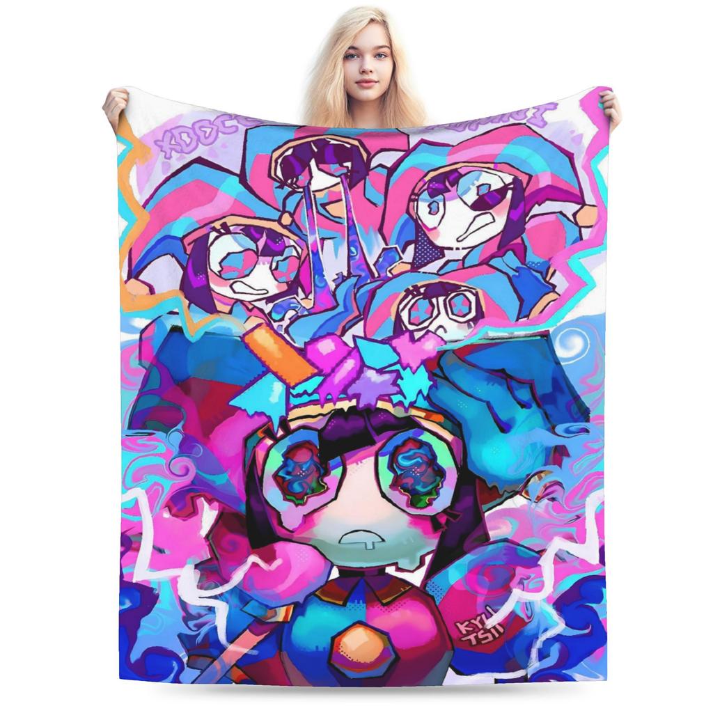 Anime The Amazing Digital Circus Blanket Travel Flannel Throw Blanket For Couch Chair Sofa Bed Super Soft Bedspread Gift