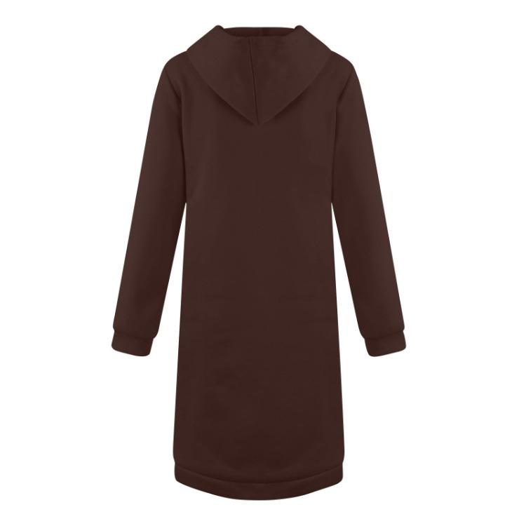 Winter Windproof Women's Casual Zip Up Hooded Jacket Long Tunic Sweatshirt With Pockets Drawstring Outerwear