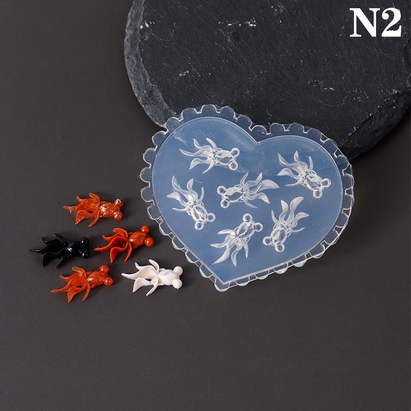 1 Pcs Soft Silicone Nail Rose Flower Heart Mold 3D Butterfly Goldfish Shell Carved Cartoon Template Nails Accessories For Salon