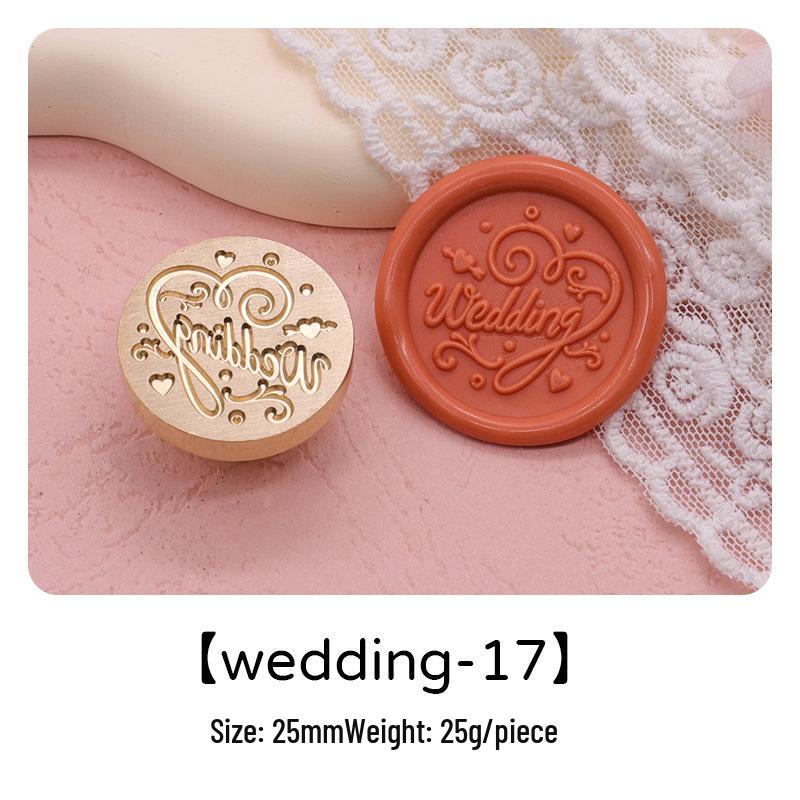 Wedding Series Round Wax Seal Stamp Head - Copper Handmade Letter Sealing