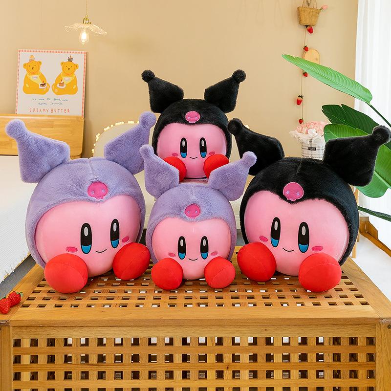 Grande Taille Mignon Kirby Cosplay Sanrio Kuromi Anime Peluche Poupée Remplie Peluches de Chambre Oreiller Ornements Mignons Cadeaux de Vacances pour Enfants