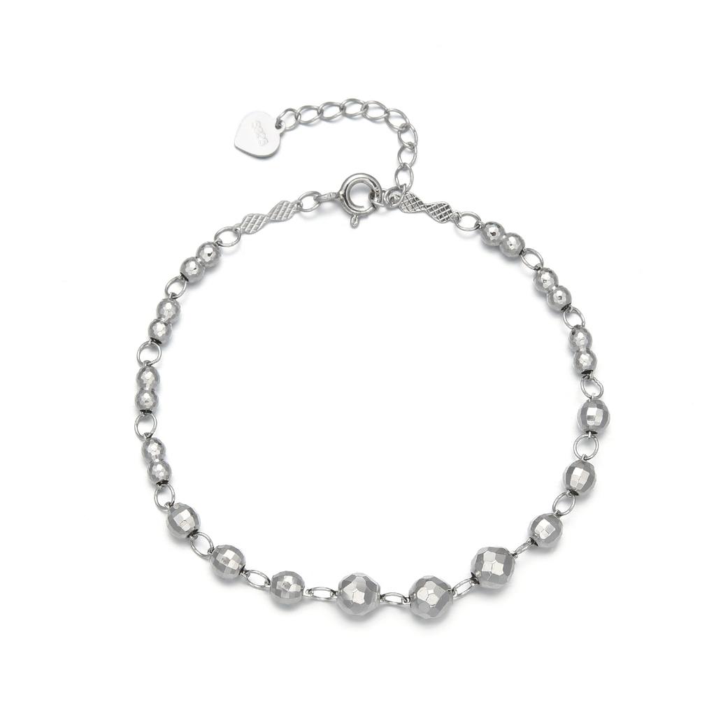 Exquisite 925 Sterling Silver Bead Bracelet Unisex Classic Style with Gold Silver Rhodium Plating